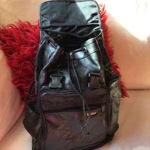 black leather backpack